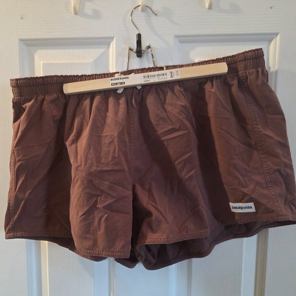 Patagonia Baggies Shorts M Brown Elastic Waist Outdoor Hiking